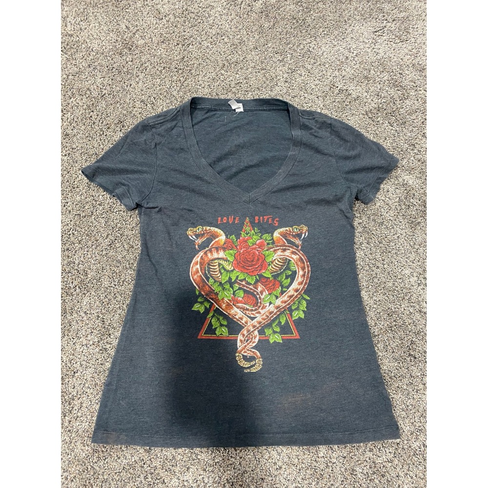 Next Level Def Leppard T-Shirt Womens M Grey Good Love‎ Bites Snake Tour 2014